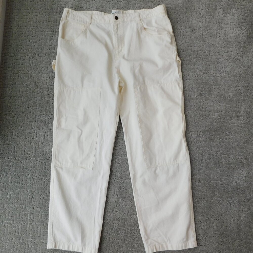 Teddy Fresh Double Knee Carpenter Pants | Canvas Ecru White | EUC | 38